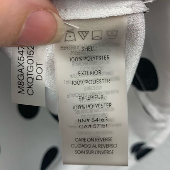 Calvin Klein White Polka Dot Blouse S - Picture 5 of 6